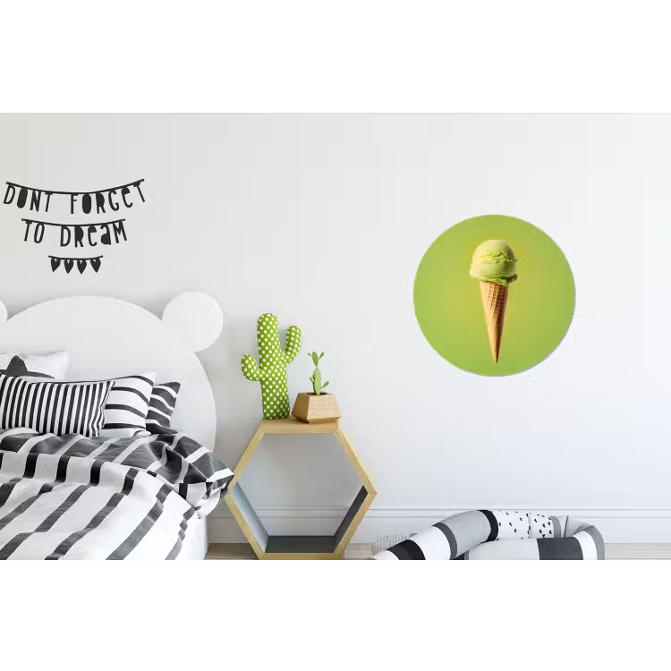 Hoorntje - Schepijs - Groen Wandcirkel aluminium klein -kinderkamer