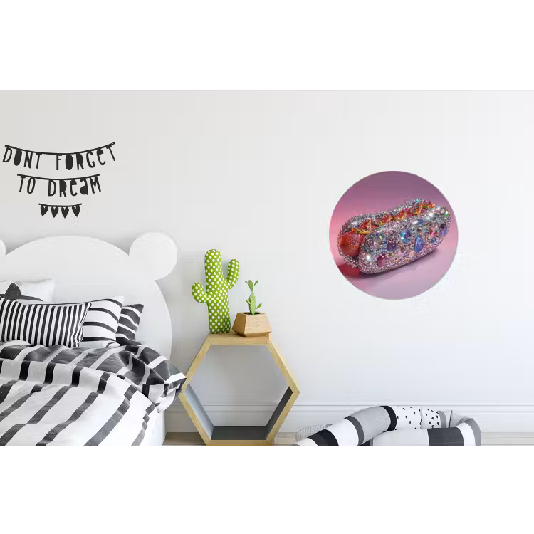 Hotdog - Steentjes - Glitters - Paars Wandcirkel aluminium klein -kinderkamer