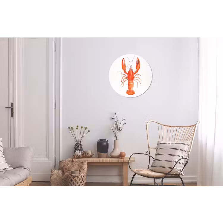 Kreeft - Waterverf - Aquarel - Oranje Wandcirkel aluminium klein -woonkamer