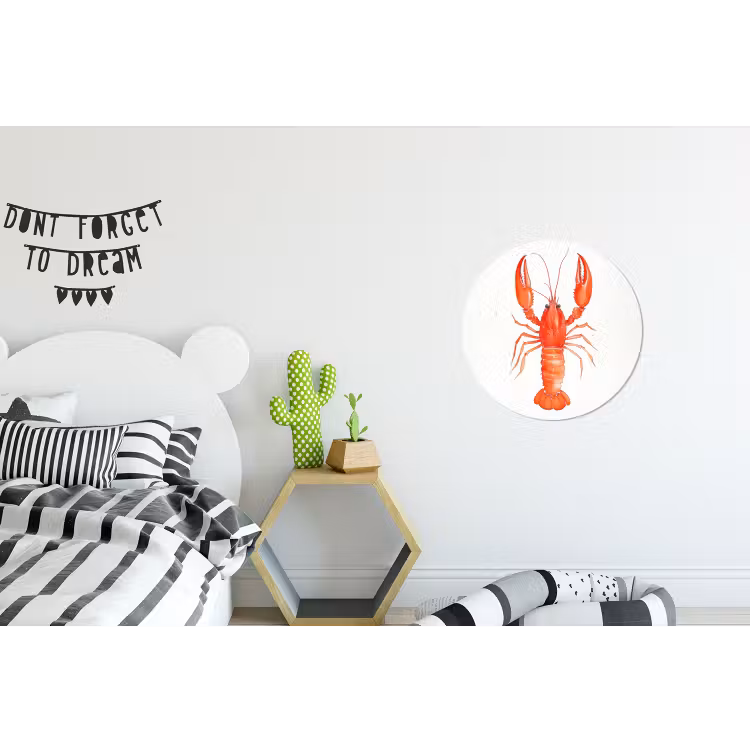 Kreeft - Waterverf - Aquarel - Oranje Wandcirkel aluminium klein -kinderkamer