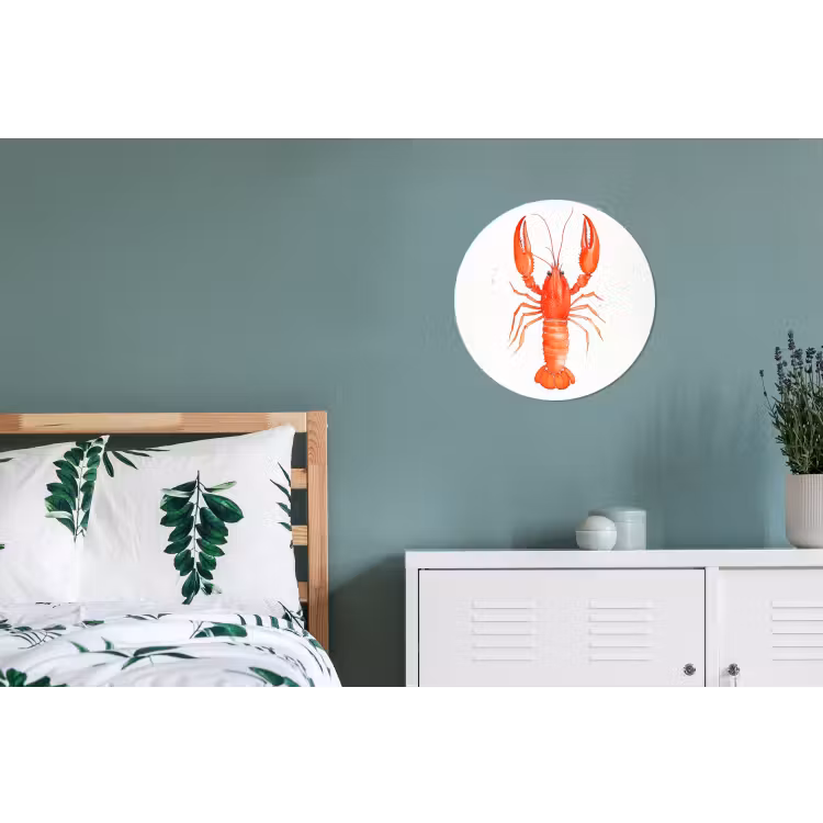 Kreeft - Waterverf - Aquarel - Oranje Wandcirkel aluminium klein -slaapkamer