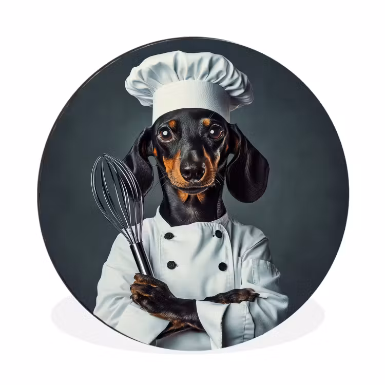 Hond - Garde - Kok Wandcirkel aluminium klein -3d