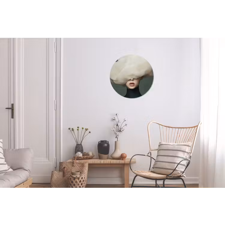 Hoed - Vrouw - Beige Wandcirkel aluminium klein -woonkamer