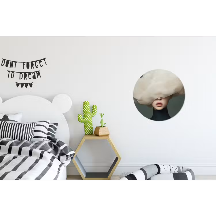 Hoed - Vrouw - Beige Wandcirkel aluminium klein -kinderkamer