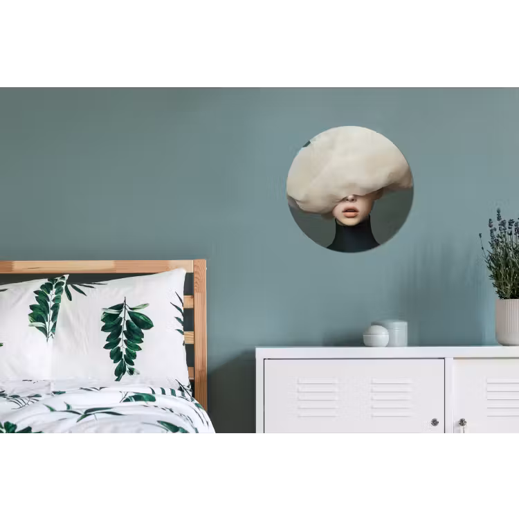 Hoed - Vrouw - Beige Wandcirkel aluminium klein -slaapkamer