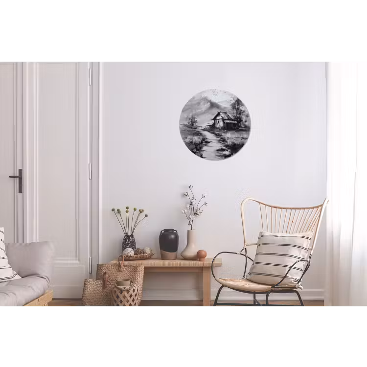 Hut - Grijs - Bergen - Mistig Wandcirkel aluminium klein -woonkamer