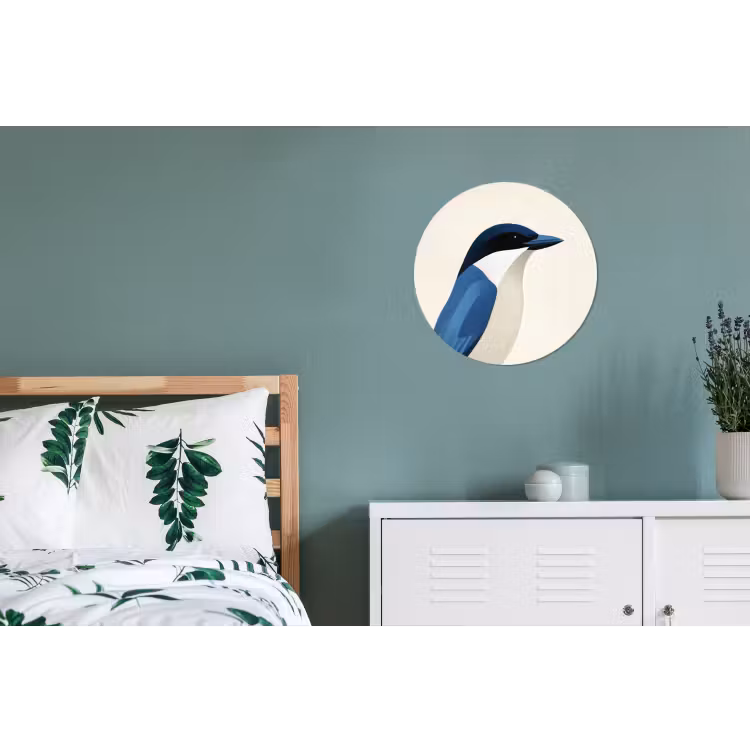 Illustratie - Blauw - Vogel Wandcirkel aluminium klein -slaapkamer