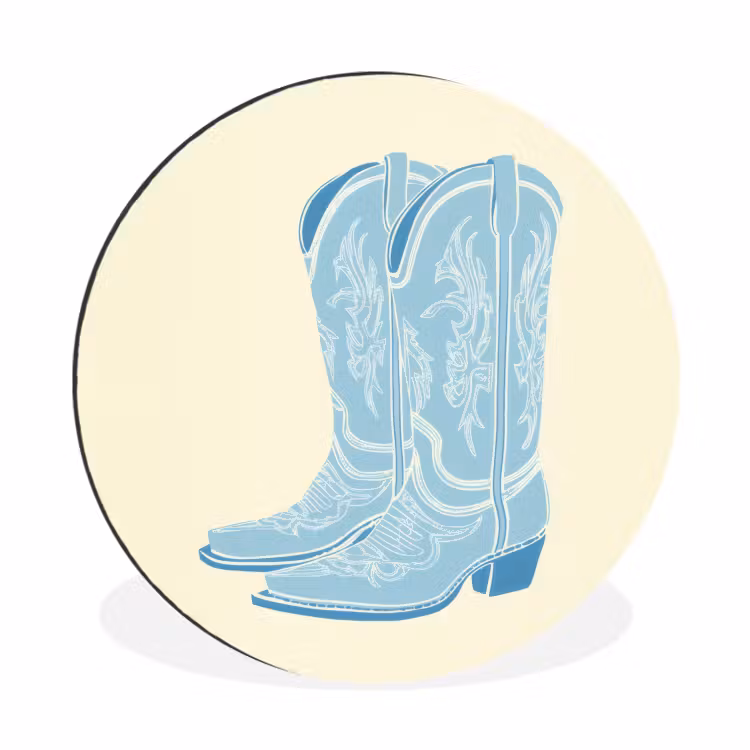 Illustratie - Cowboylaarzen - Patroon Wandcirkel aluminium klein -3d