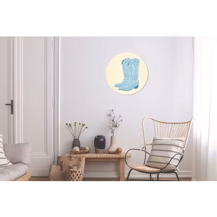 Illustratie - Cowboylaarzen - Patroon Wandcirkel aluminium klein -woonkamer
