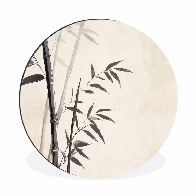 Japandi - Bamboe - Beige Wandcirkel aluminium klein -3d