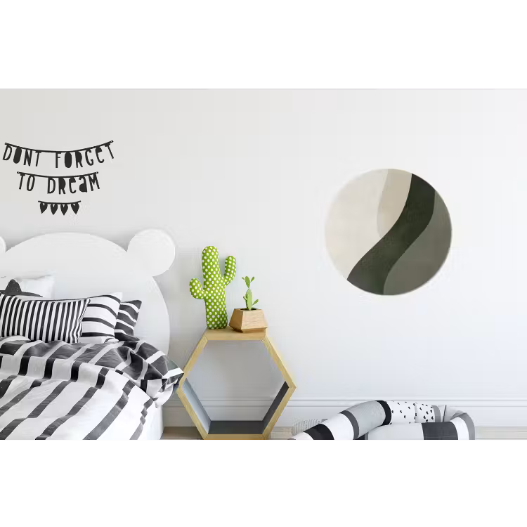 Japandi - Groen - Abstract - Modern Wandcirkel aluminium klein -kinderkamer