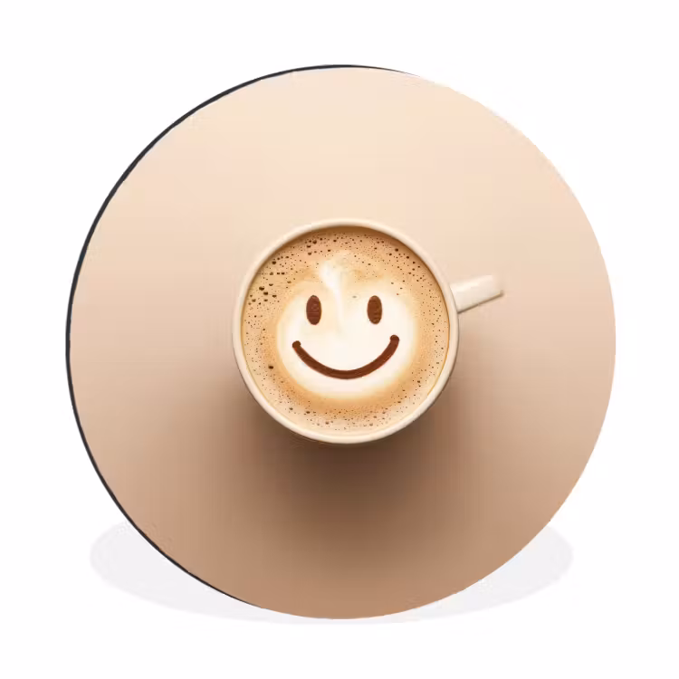 Koffie - Melkschuim - Lach - Beige Wandcirkel aluminium klein -3d