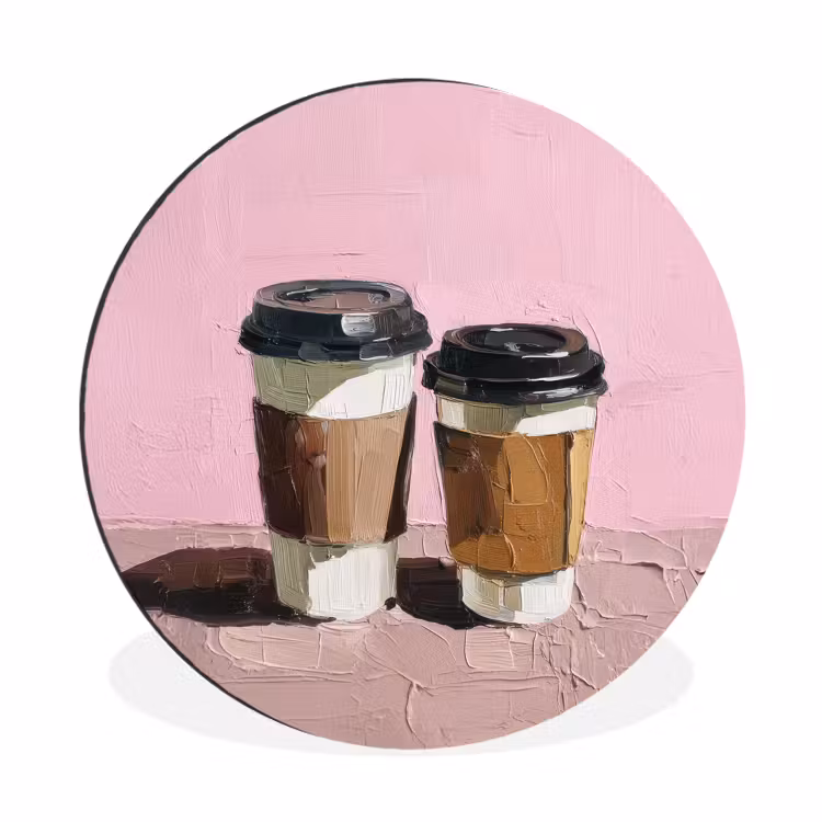Koffiebekers - Deksel - Verf - Textuur Wandcirkel aluminium klein -3d