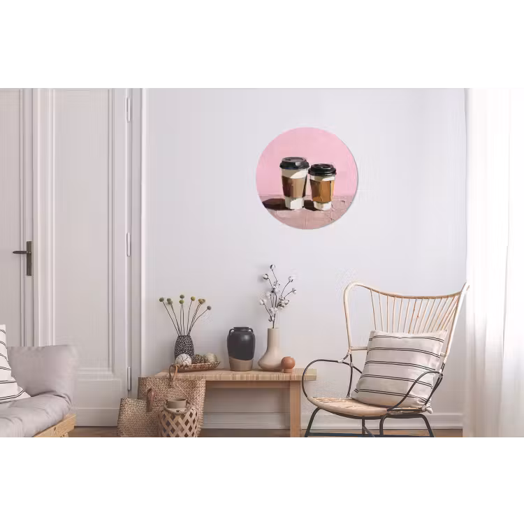 Koffiebekers - Deksel - Verf - Textuur Wandcirkel aluminium klein -woonkamer