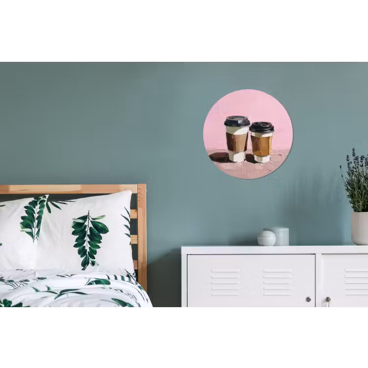 Koffiebekers - Deksel - Verf - Textuur Wandcirkel aluminium klein -slaapkamer
