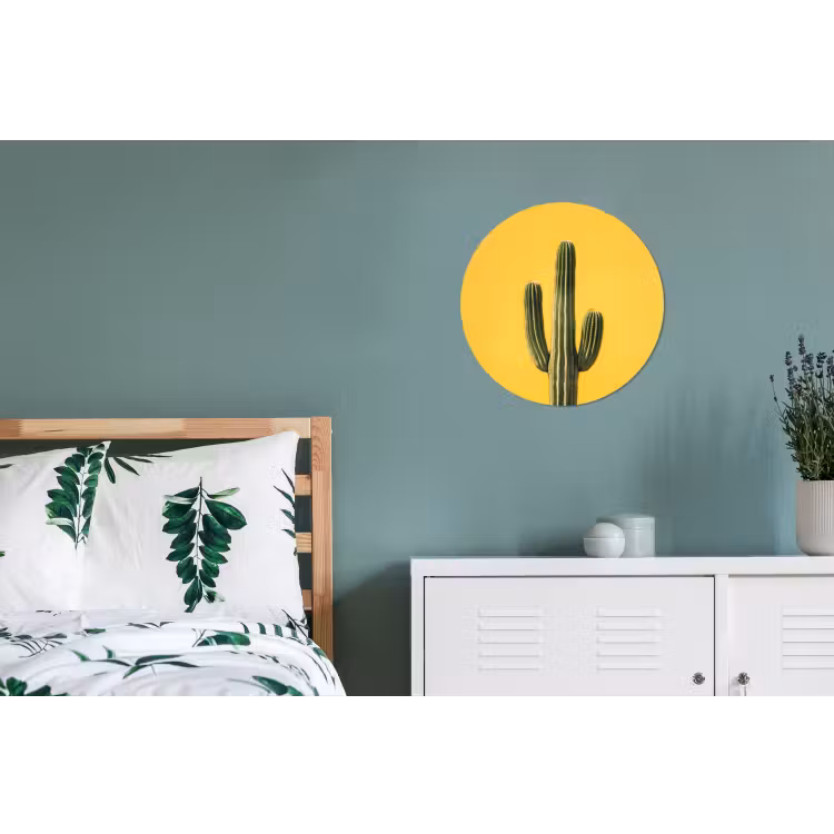 Cactus - Groen - Minimalistisch Wandcirkel aluminium klein -slaapkamer