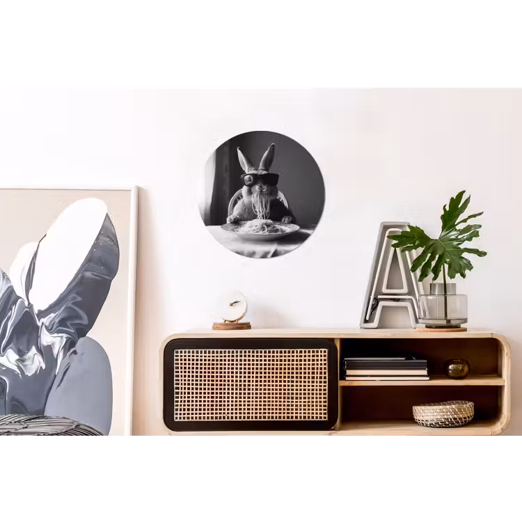 Konijn - Bunny - Zonnebril - Tafelkleed - Pasta - Schattig Wandcirkel aluminium klein -kantoor