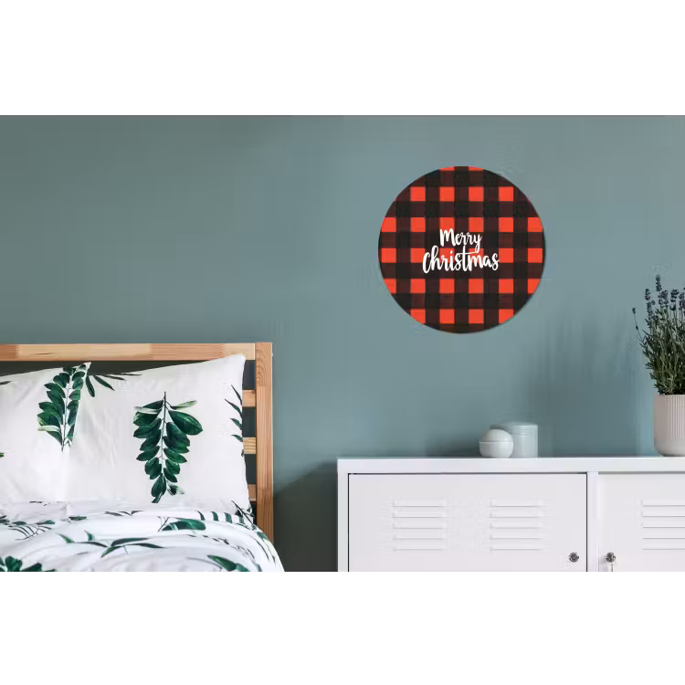 Geruit - Rood - Tekst - Christmas Wandcirkel aluminium klein -slaapkamer
