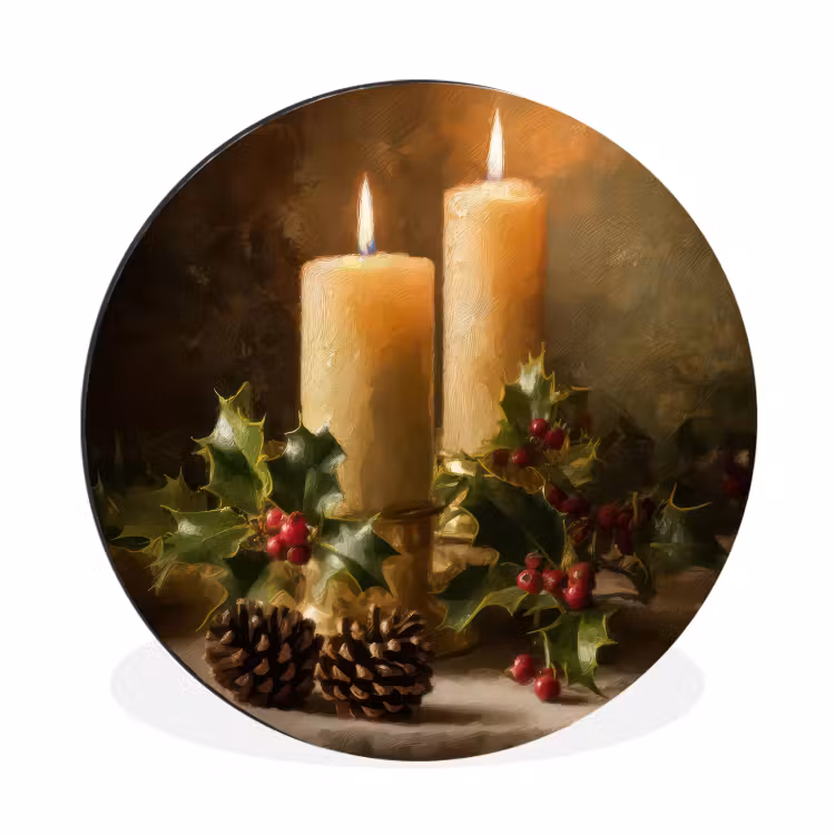 Kaarslicht - Kerst - Veelkleurig Wandcirkel aluminium klein -3d