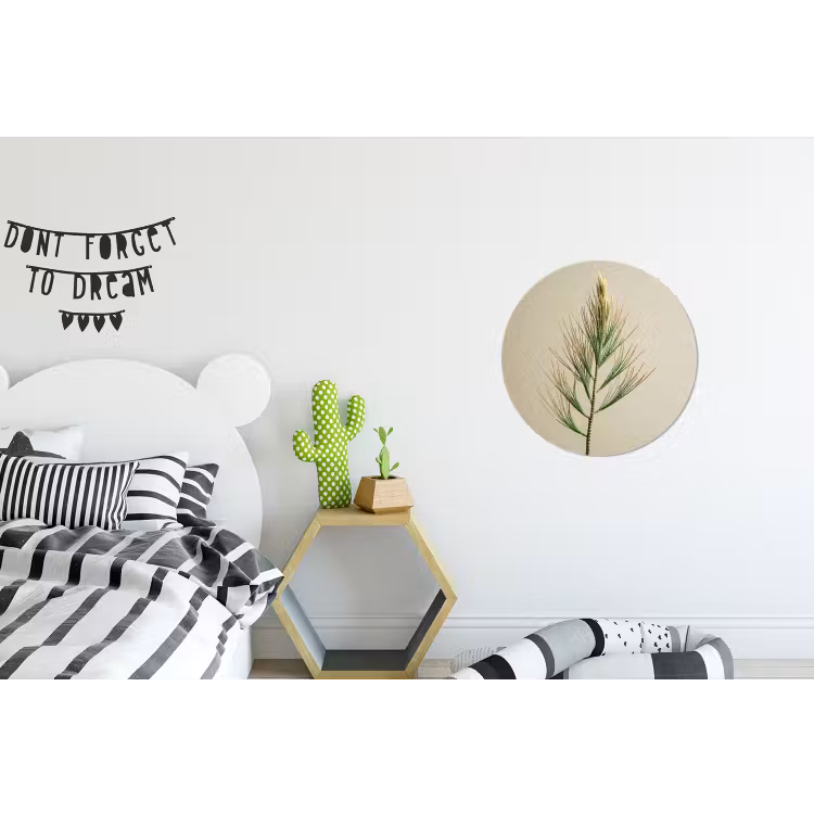 Dennentak - Naaldvormige bladeren - Lichtgroen Wandcirkel aluminium klein -kinderkamer