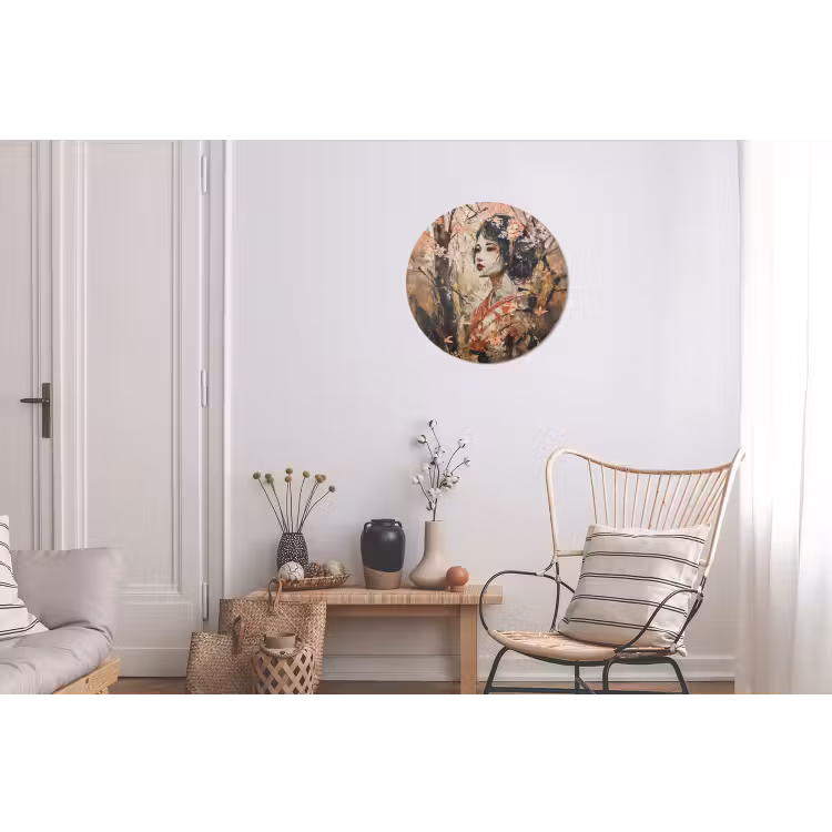 Kimono - Vrouw - kersenbomen Wandcirkel aluminium klein -woonkamer