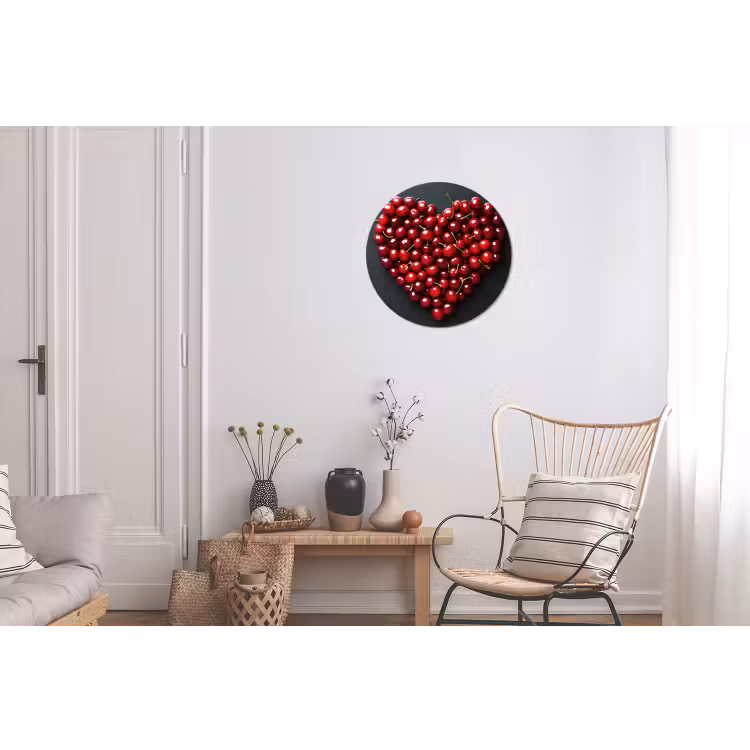 Kersen - Hart - Rood - Zwart Wandcirkel aluminium klein -woonkamer