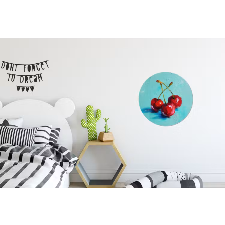 Kersen - Rood - Drie - Geverfd Wandcirkel aluminium klein -kinderkamer