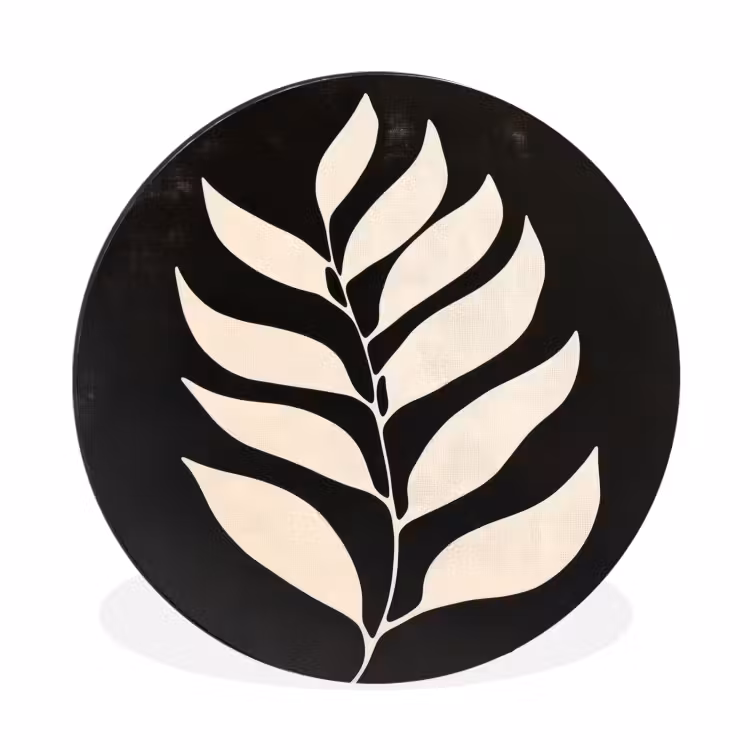 Blad - Wit - Minimalistisch Wandcirkel aluminium klein -3d