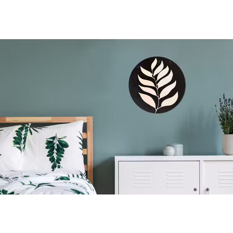 Blad - Wit - Minimalistisch Wandcirkel aluminium klein -slaapkamer