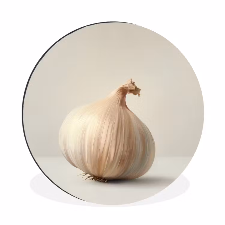 Knoflook - Natuurlijk - Beige Wandcirkel aluminium klein -3d