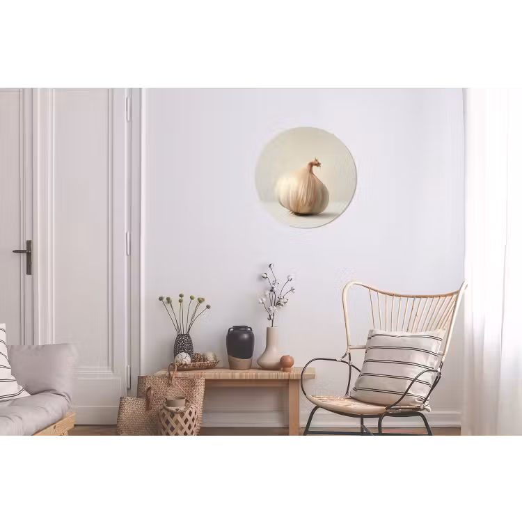 Knoflook - Natuurlijk - Beige Wandcirkel aluminium klein -woonkamer