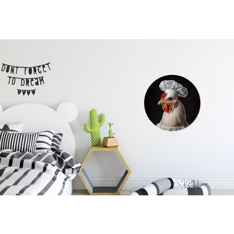 Kok - Rood - Kip Wandcirkel aluminium klein -kinderkamer