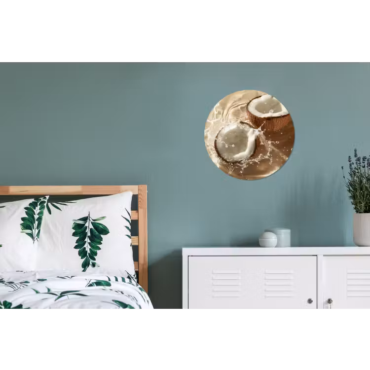 Kokosnoot - Water - Beige - Spetters Wandcirkel aluminium klein -slaapkamer