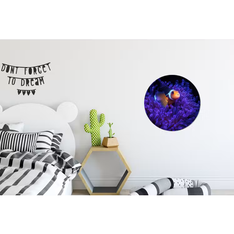 Koraal - Vis - Oranje - Zee Wandcirkel aluminium klein -kinderkamer