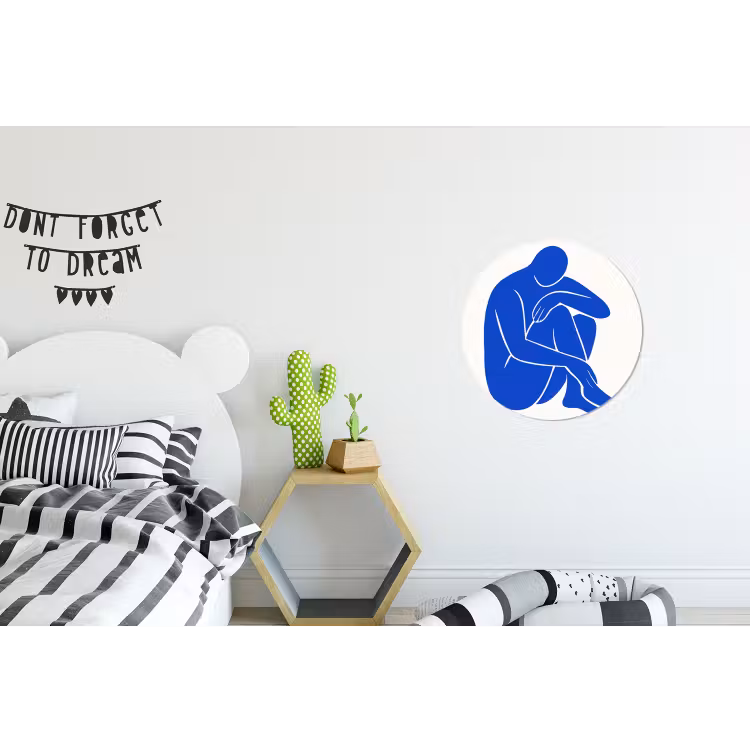 Lichaam - Abstract - Blauw Wandcirkel aluminium klein -kinderkamer