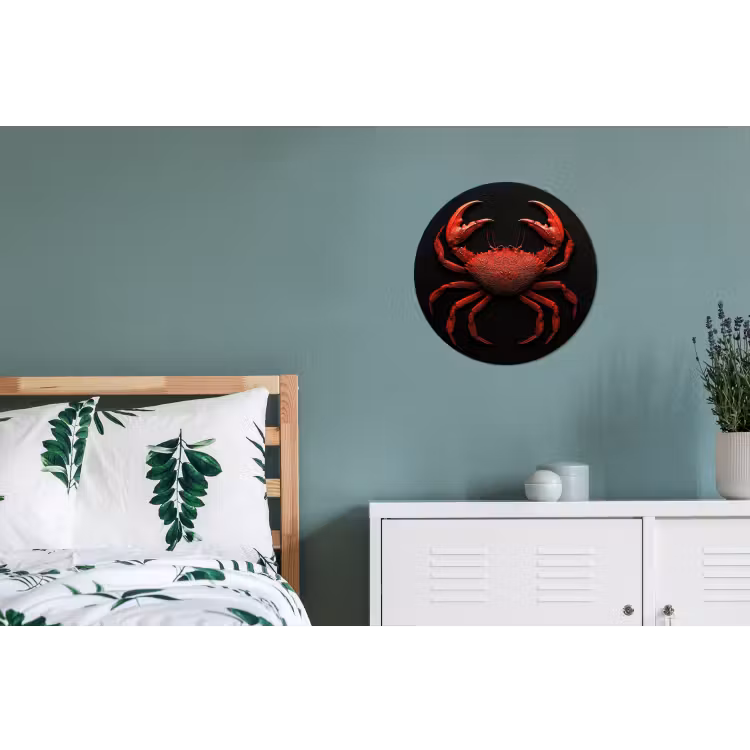 Krab - Rood - Vissen - Schaaldieren Wandcirkel aluminium klein -slaapkamer