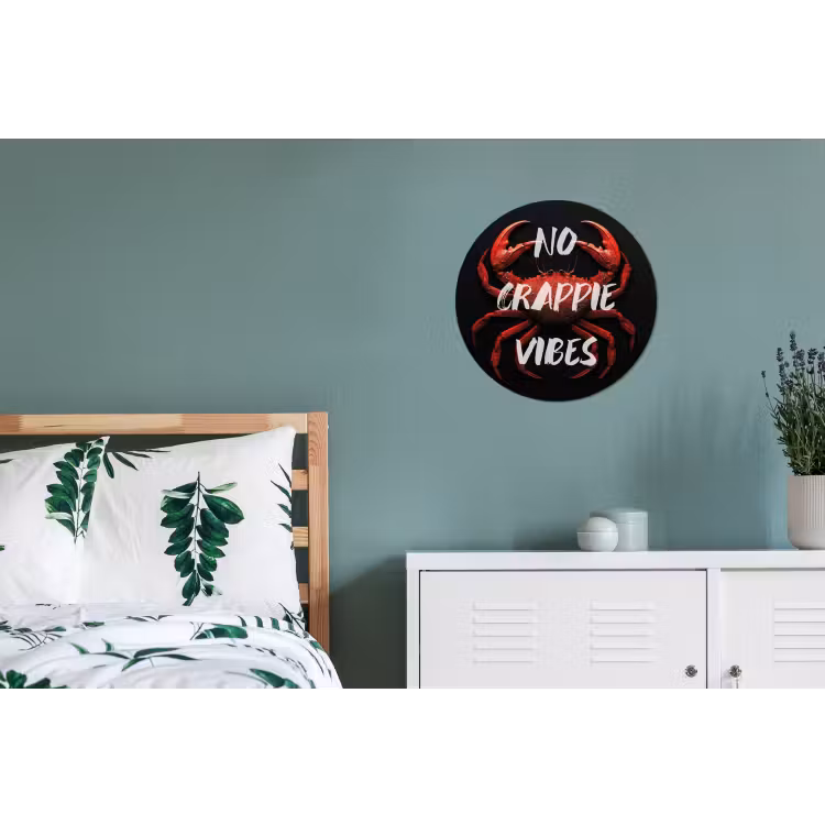 Krab - Rood - Tekst - Zwart Wandcirkel aluminium klein -slaapkamer