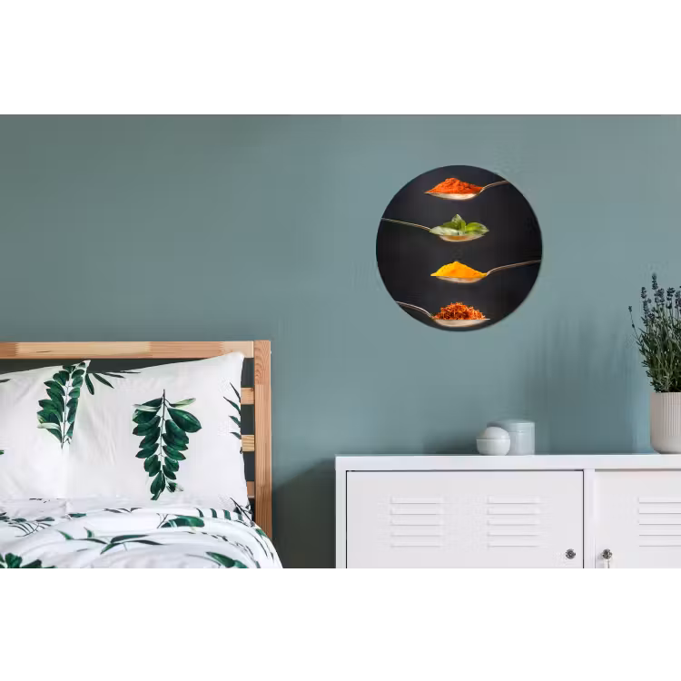 Kruiden - Lepel - Specerijen - Zwart - Italiaans Wandcirkel aluminium klein -slaapkamer