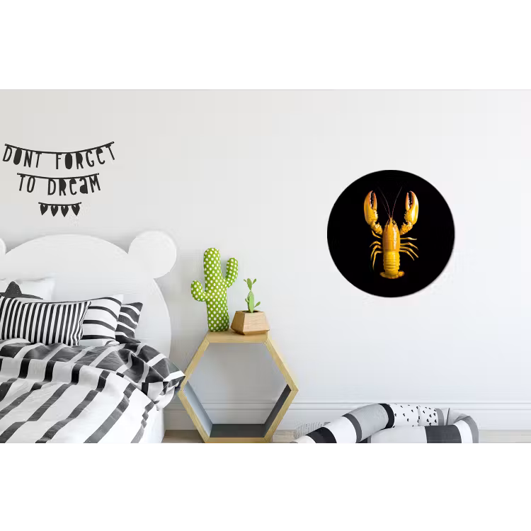 Kreeft - Geel - Stippen - Effen Wandcirkel aluminium klein -kinderkamer