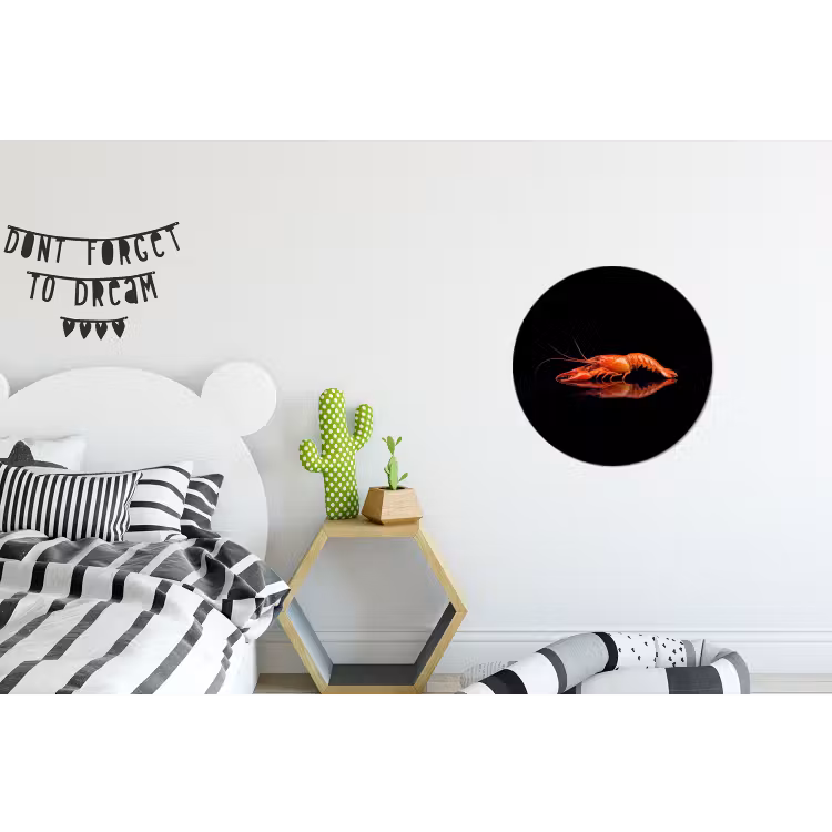 Kreeft - Oranje - Zwart - Opvallend Wandcirkel aluminium klein -kinderkamer