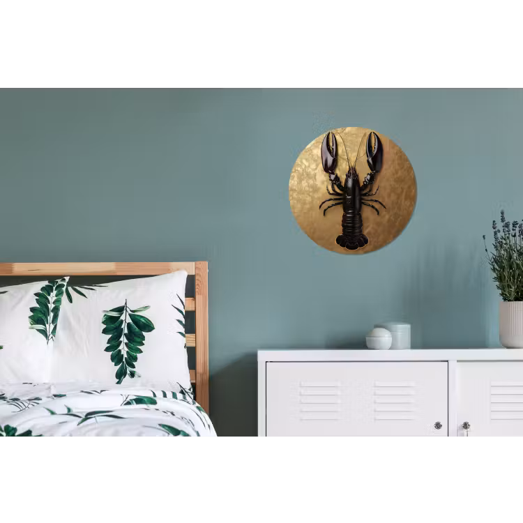 Kreeft - Zwart - Goud - Luxe Wandcirkel aluminium klein -slaapkamer