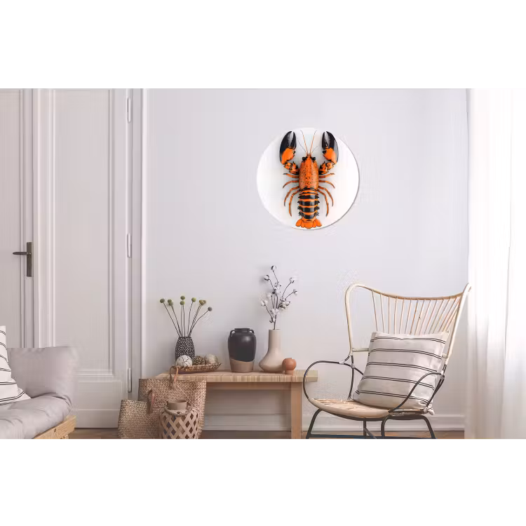 Kreeft - Zwart - Oranje - Wit - Uniek Wandcirkel aluminium klein -woonkamer