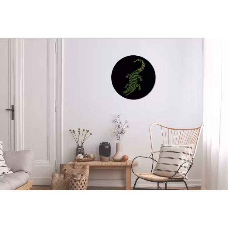 Krokodil - Groen - Tijgerachtig - Strepen Wandcirkel aluminium klein -woonkamer