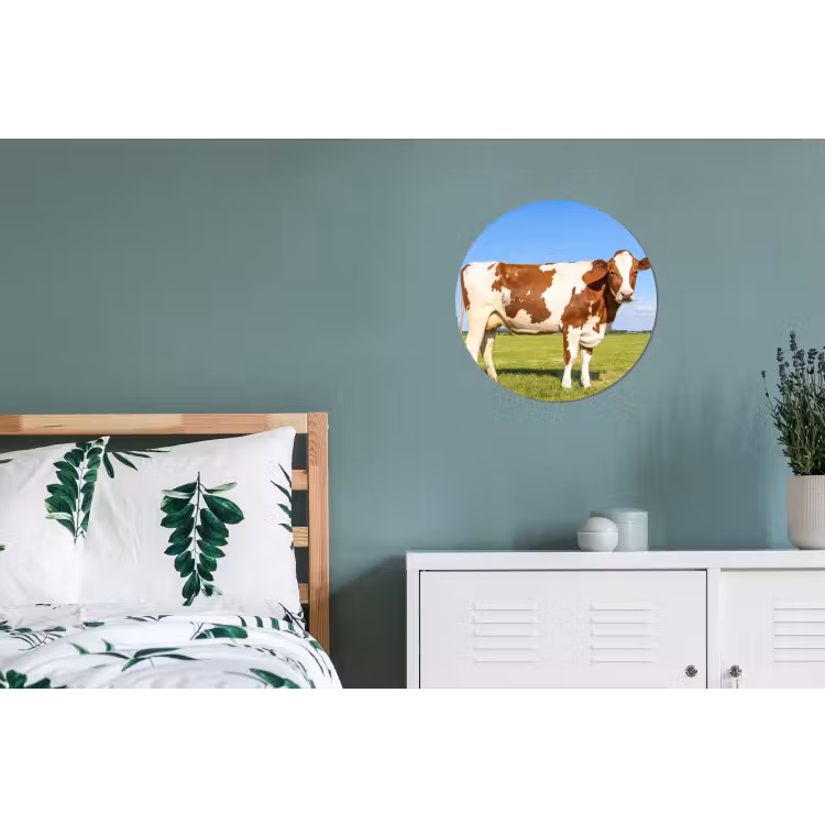 Koeien - Boerderij - Gras- Natuur - Dieren Wandcirkel aluminium klein -slaapkamer