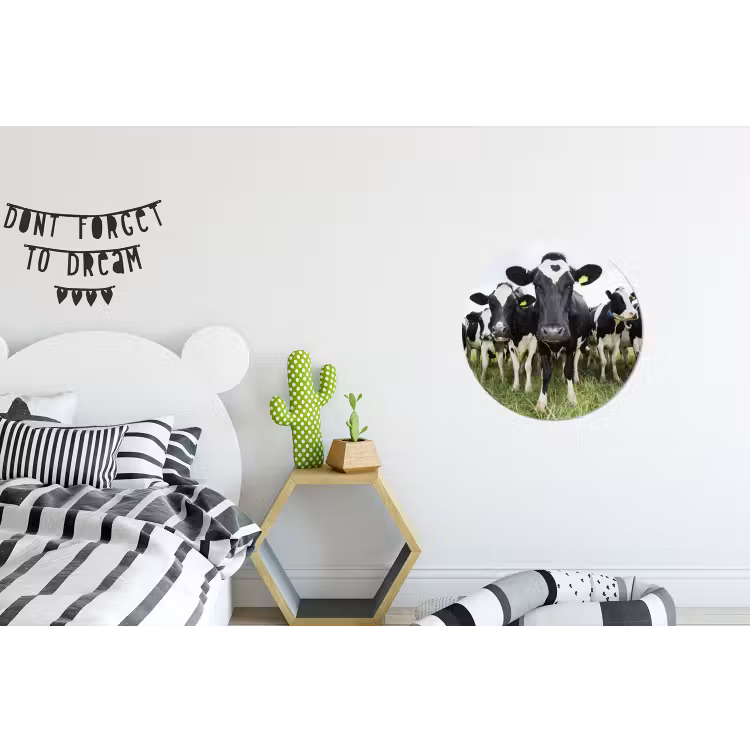 Koeien - Gras - Lente - Dieren - Weiland - Boerderij Wandcirkel aluminium klein -kinderkamer
