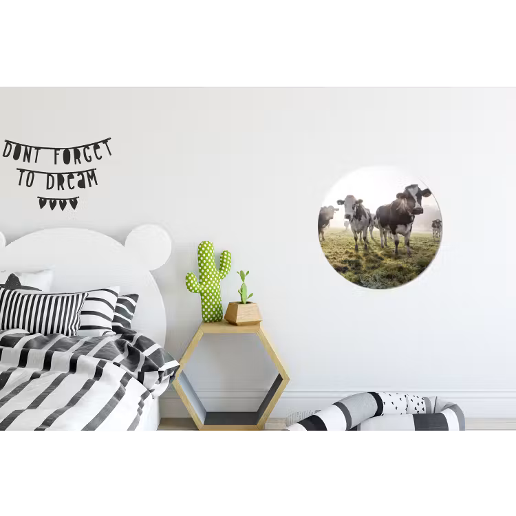 Koeien - Licht - Gras - Dieren Wandcirkel aluminium klein -kinderkamer