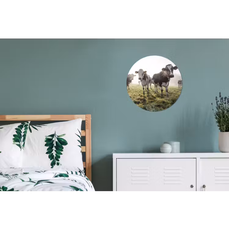 Koeien - Licht - Gras - Dieren Wandcirkel aluminium klein -slaapkamer