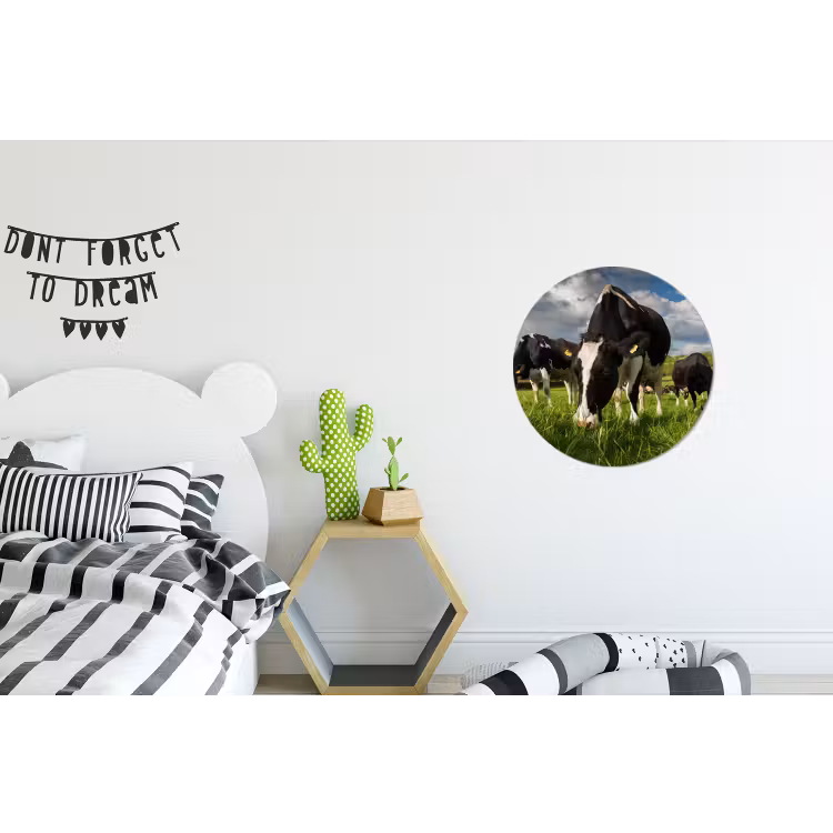 Koeien - Dieren - Gras - Weiland - Boerderij Wandcirkel aluminium klein -kinderkamer