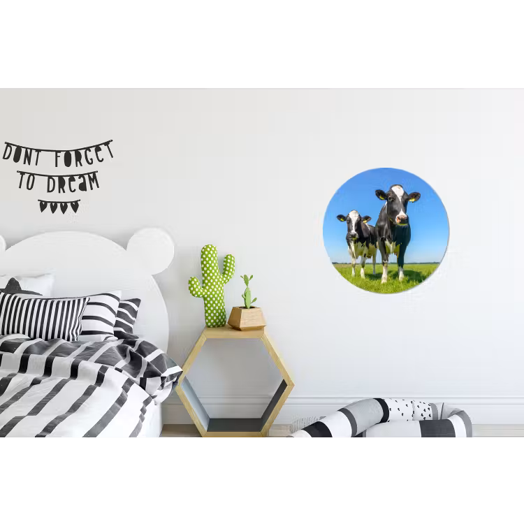 Koeien - Weiland - Gras - Dieren - Boerderij Wandcirkel aluminium klein -kinderkamer