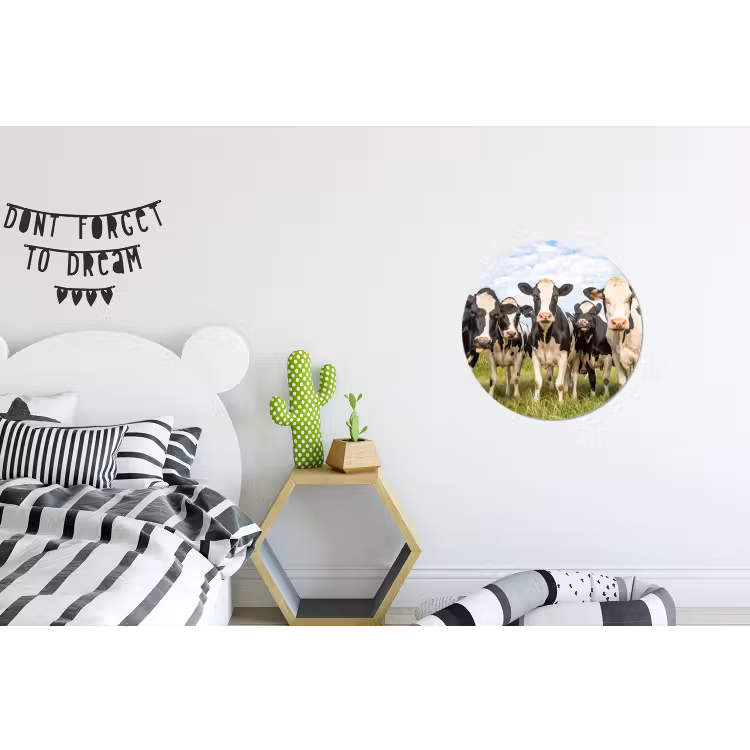 Koeien - Weiland - Dieren - Natuur - Gras Wandcirkel aluminium klein -kinderkamer